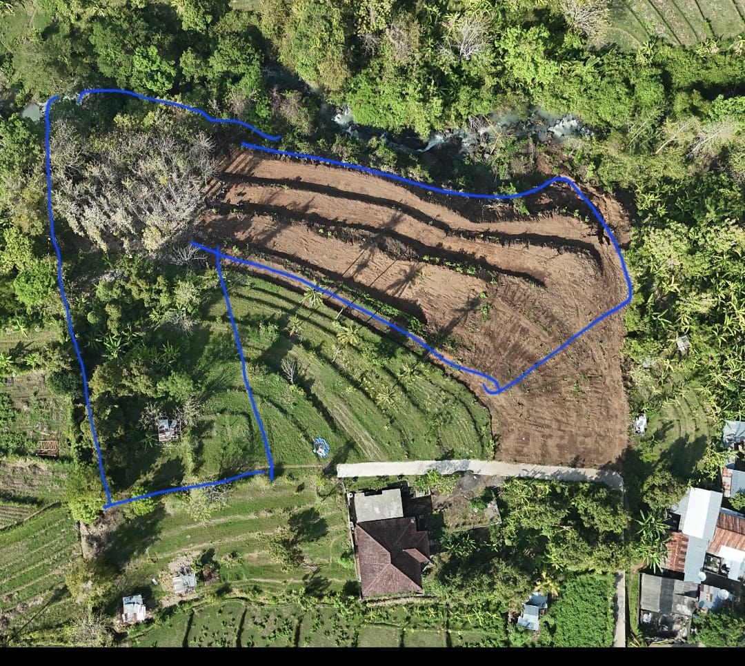 Drone view of the Dream Catcher Village site in Lovina with the estate boundary marked